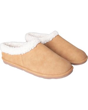 Animal Gender Inclusive Borg Lined Slippers - Natural