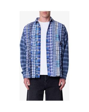 MNML Patchwork Plaid Shirt - Blue