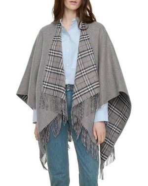 Burberry Check Wool Reversible Cape - Gray