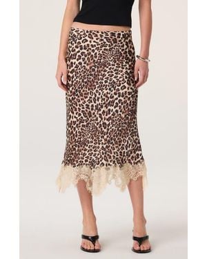 Astr Eilinna Lace Trim Midi Skirt - Multicolor