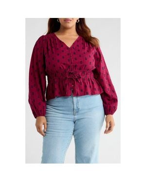 Treasure & Bond Tied Peplum Top - Red