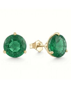Bliss Diamond 5Ct Round Emerald Studs 9Mm 14K Earring 3 Prong Martini Lab Grown - Green