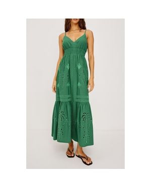 Rails Simona Check Lace Trim Sleeveless Maxi Dress in Brown | Lyst