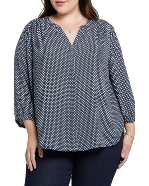 NYDJ Semisheer Pintuck Blouse - Gray