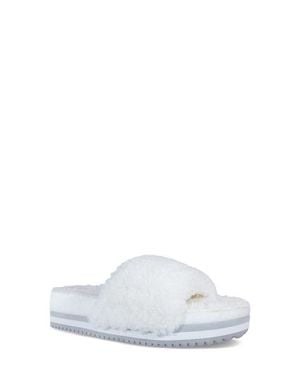 Fleks Cito Genuine Shearling Slide Sandal - White