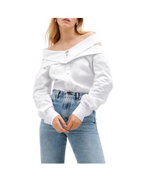 MARCELLA Vesper Off The Shoulder Button-Up Shirt - Gray
