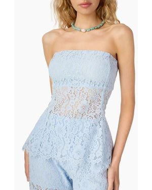 Cami NYC Bijou Strapless Sheer Lace Top - Blue