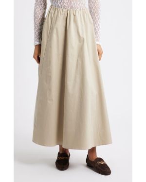 TOPSHOP Twill Midi Circle Skirt - Natural