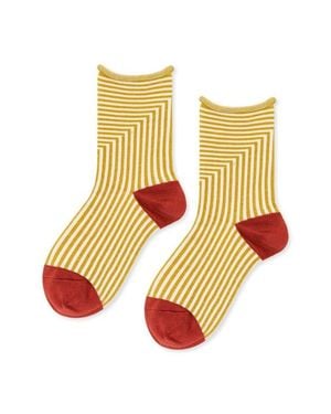 Hansel From Basel Corbusier Stripe Crew Socks - White