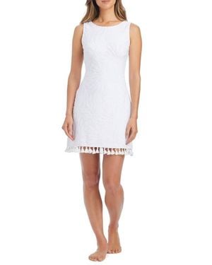 Rod Beattie Tassel Hem A-Line Cover-Up Dress - White