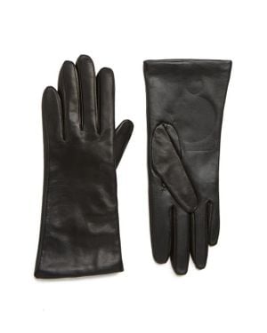 Nordstrom Cashmere Lined Leather Touchscreen Gloves - Black
