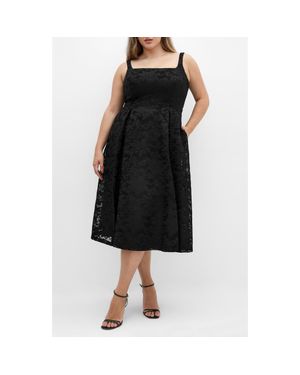 City Chic Jacklynn Floral Jacquard Sleeveless Dress - Black