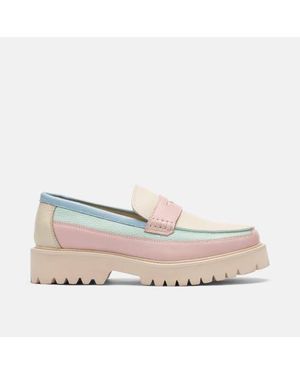 MARC NOLAN Ms. Adler Leather Lug Penny Loafers - Multicolor
