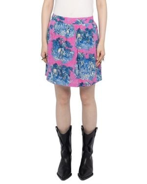 Zadig & Voltaire Jadys Smooth Wild Jungle Print Crepe Miniskirt - Blue