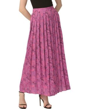 Kimi + Kai Print Box Pleat Maxi Skirt - Pink
