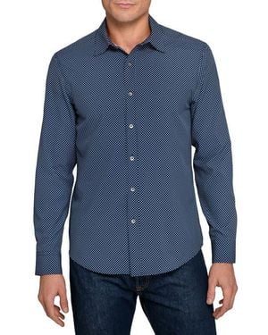 W.r.k. Slim Fit Geometric Print Performance Button-Up Shirt - Blue