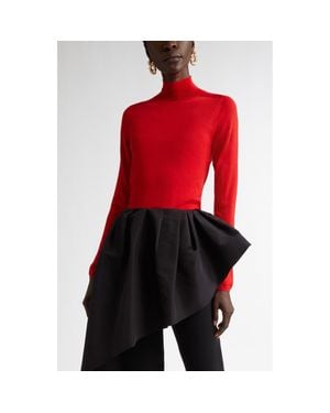 Carolina Herrera Sheer Virgin Wool Turtleneck - Red