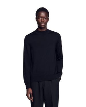 Sandro Wool Sweater With High Neck - Blue