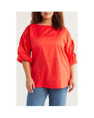 Harshman Balia Cotton Popover Top - Red