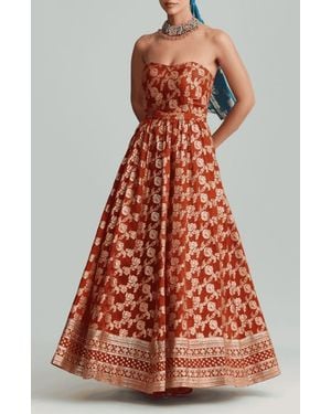 holiCHIC Amber Metallic Embroidery Strapless Gown - Multicolor