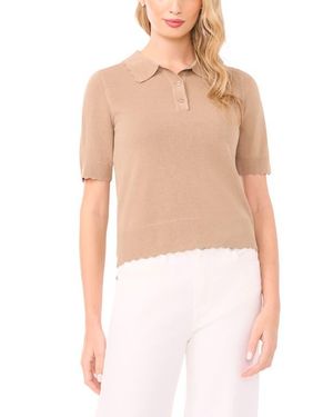 Halogen® Scalloped Sweater Polo - Multicolor