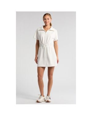 Zella Soft Luxe Knit Quarter Zip Dress - White