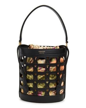 Ferragamo Gancio Leather Bucket Bag - Black