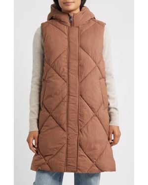 Sam Edelman Quilted Hooded Puffer Vest - Brown