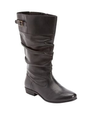 Comfortview The Monica Wide Calf Leather Boot - Gray