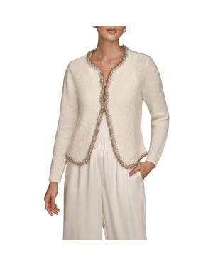 Donna Karan Metallic Trim Cardigan - Natural