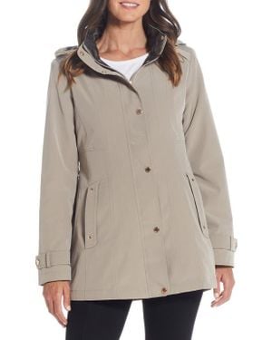 Gallery Water Resistant Zip Front Rain Jacket - Natural