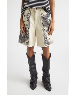 R13 Relaxed Denim Bermuda Shorts - Natural