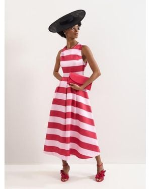 Phase Eight Kiria Stripe Satin Midi Dress - Red