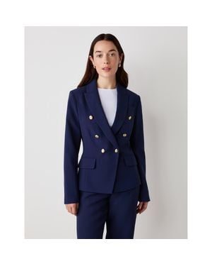 Finery London Lydia Long Sleeve Button Detail Blazer - Blue
