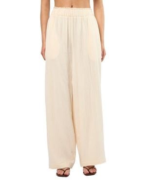 Viens Avec Moi Crinkle Cotton Gauze Wide Leg Pants - Natural