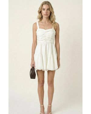 Modenaire Ruched Sweetheart Flared Mini Dress - Natural