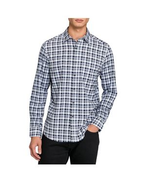 W.r.k. Slim Fit Plaid Reworked Cotton Button-Up Shirt - Blue
