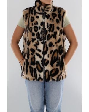 La Fiorentina Faux Fur Animal Print Vest - Multicolor