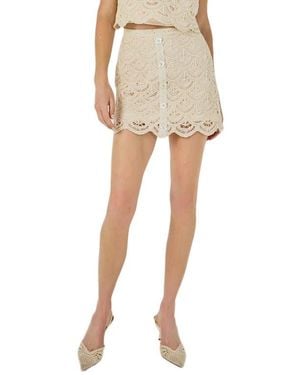 Endless Rose Textured Open Stitch Miniskirt - Natural