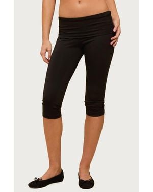 Edikted Ravena Foldover Low Rise Capri Leggings - Black