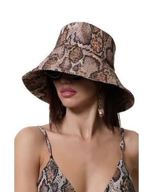 AFRM Snake Print Bucket Hat - Brown