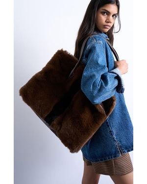 TOPSHOP Faux Fur Tote - Black