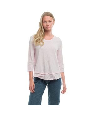 Wilt Shrunken Crew 3/4 Sleeve Mock Layer Tee - Gray