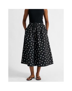 Albaray Polka Dot High-Waist Midi Skirt - Black