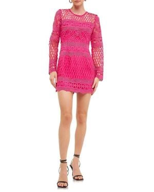 Endless Rose Long Sleeve Body-Con Minidress - Pink