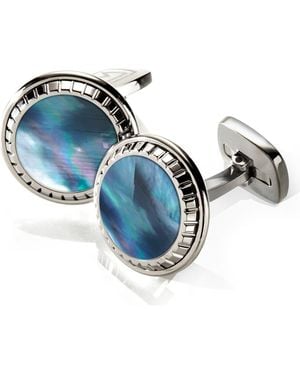 M-clip Stainless Steel Cuff Links - Blue