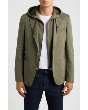 BOSS Jersey Sport Coat With Removable Hood - Multicolor