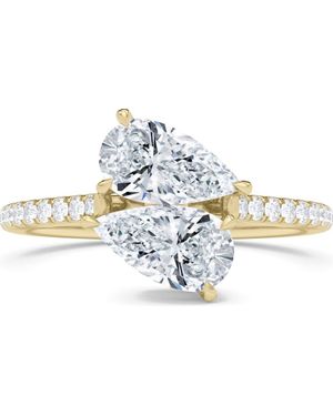 HauteCarat Twin Pear Cut Pavé Lab Grown Diamond Ring - Blue