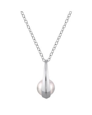 The Pearl Source 14K Akoya Pearl Regina Pendant - Metallic
