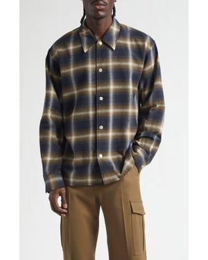 Second Layer Logan Ombré Check Flannel Button-Up Shirt - Black